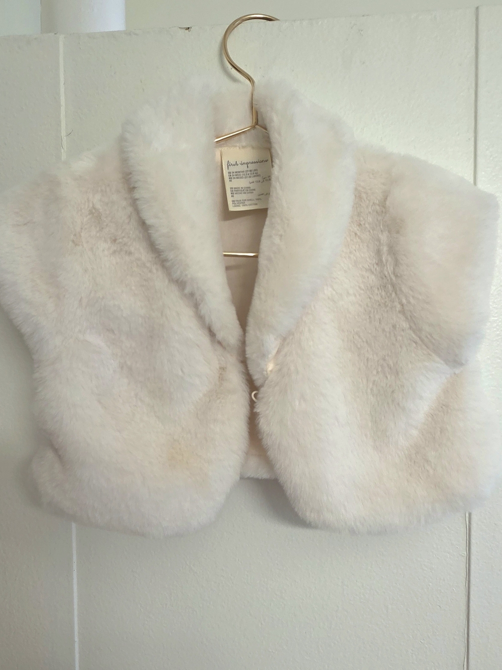 First Impressions Cream Faux Fur Girls' Vest